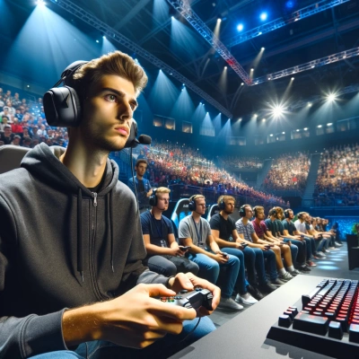 un giocatore professionista di videogiochi concentrato